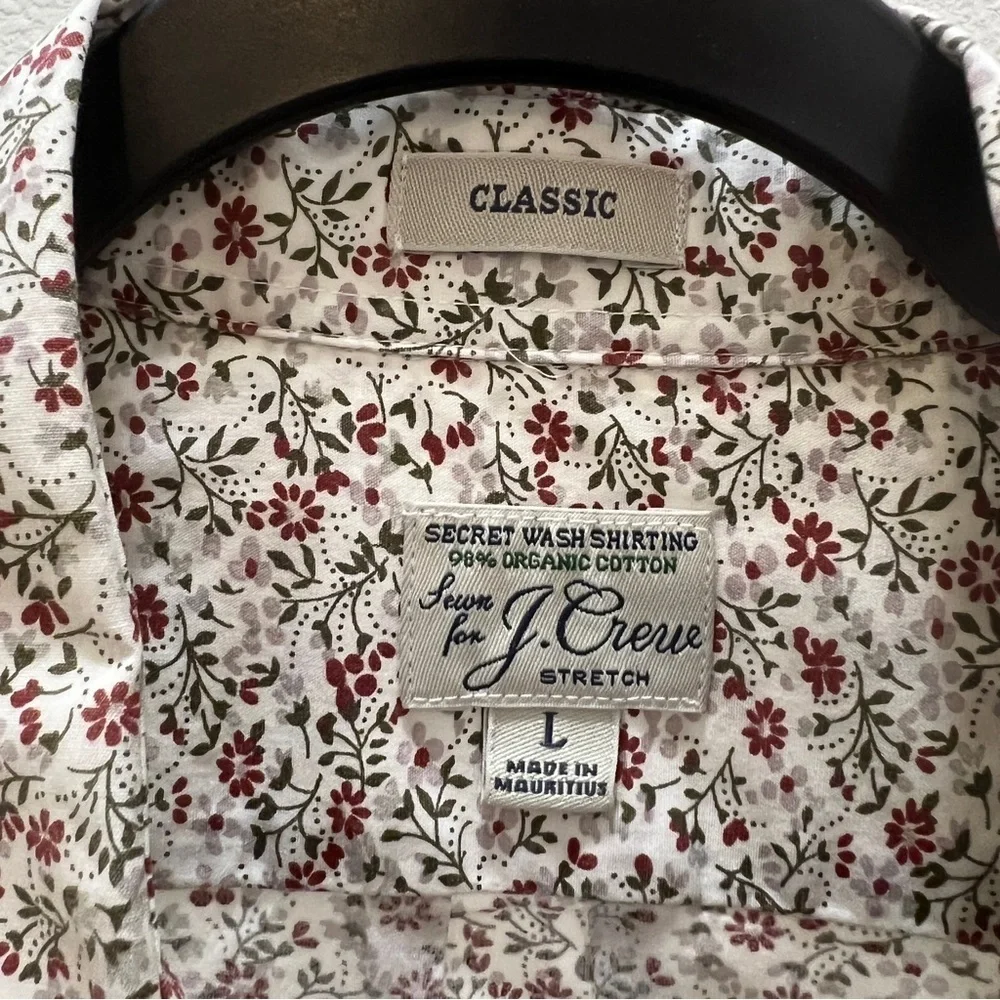 J. Crew Classic Secret Wash stretch cotton poplin shirt Large Floral Button Down